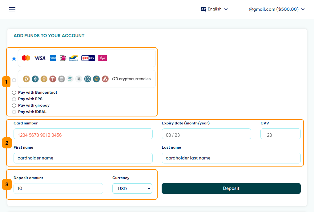 adding funds on IPRoyal Services FZE LLC