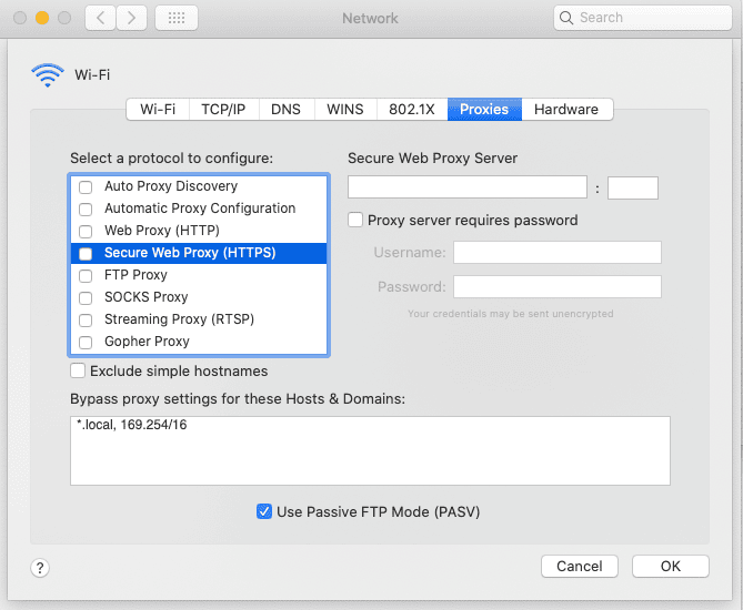 Proxy Settings