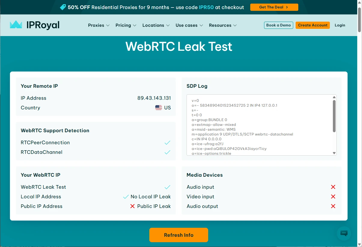 webrtc leak test