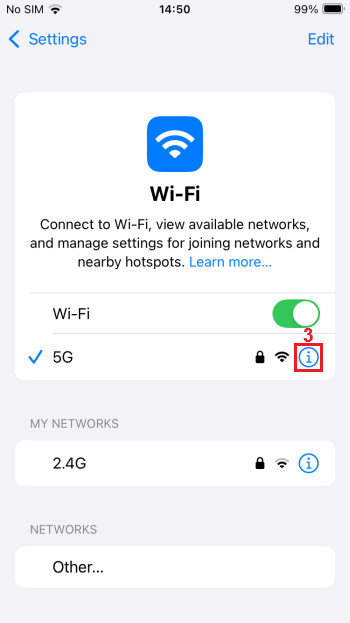 iPhone Wi-Fi settings