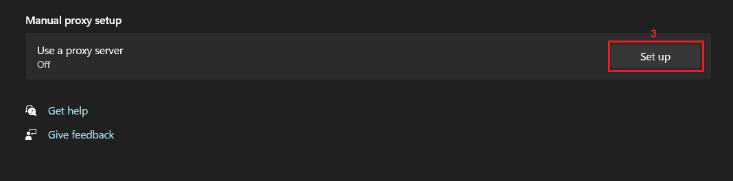 The Manual proxy setup section of proxy settings in Windows 11