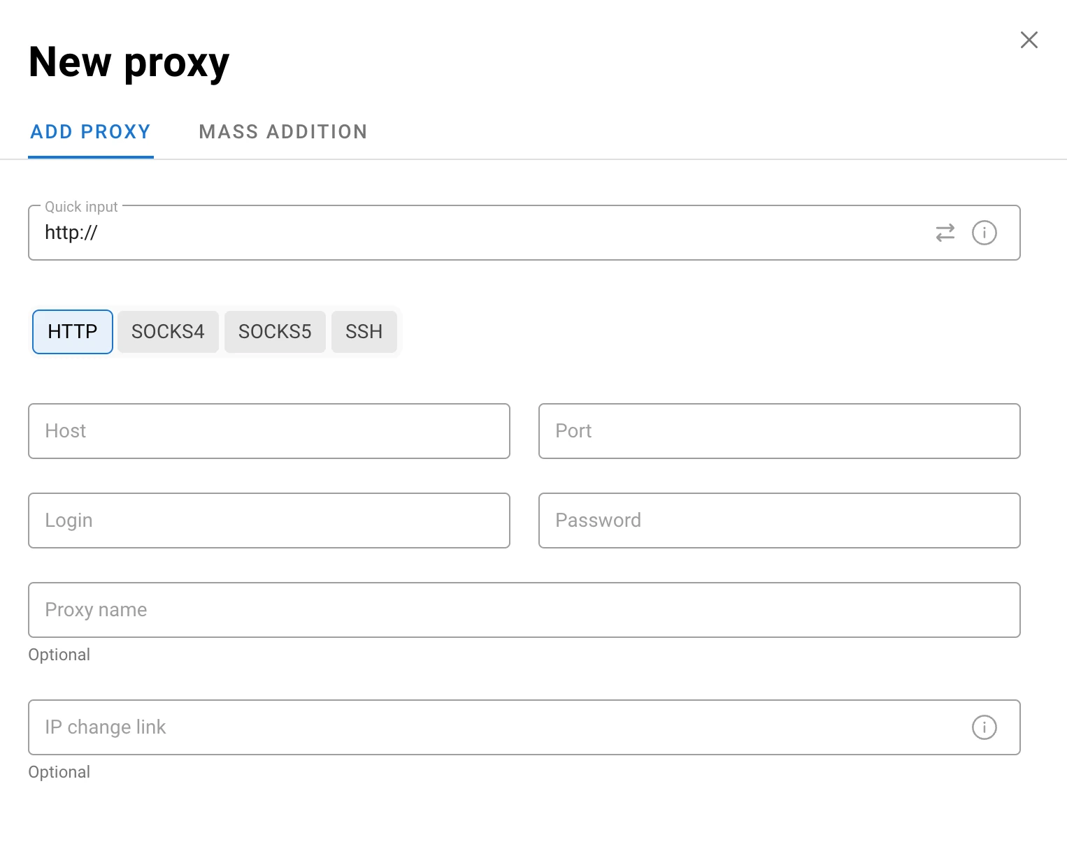 Proxy settings in Dolphin Anty with a proxy checker and rotation options