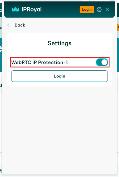 turning webrtc IP protection in IPRoyal&#39;s Google Chrome proxy extension