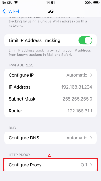 iPhone Wi-Fi network settings