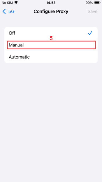 choosing a type of proxy in iPhone Wi-Fi network settings