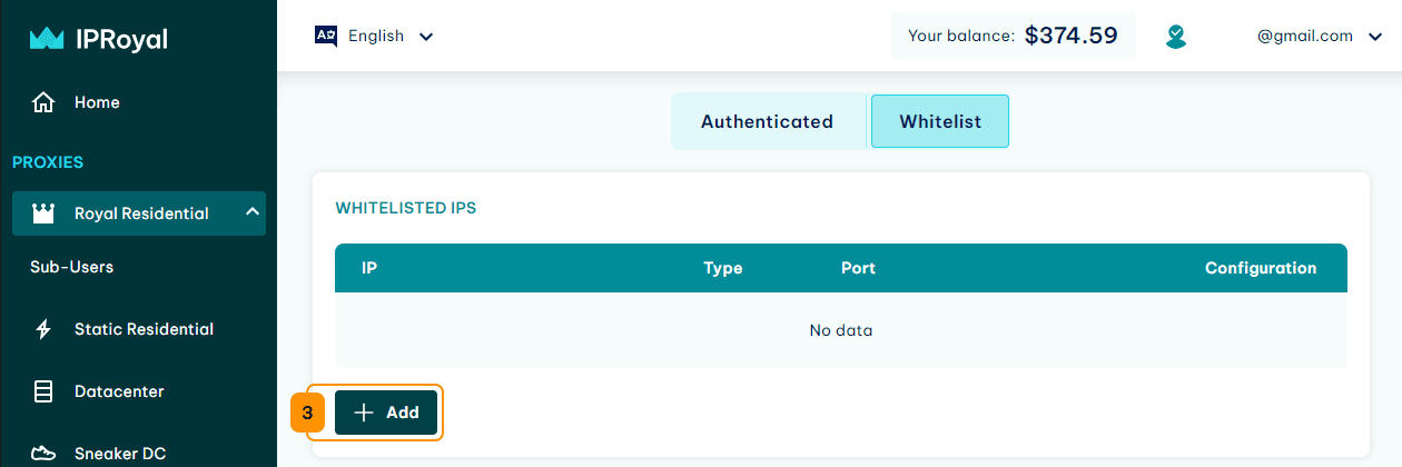 IPRoyal adding IPs to whitelist