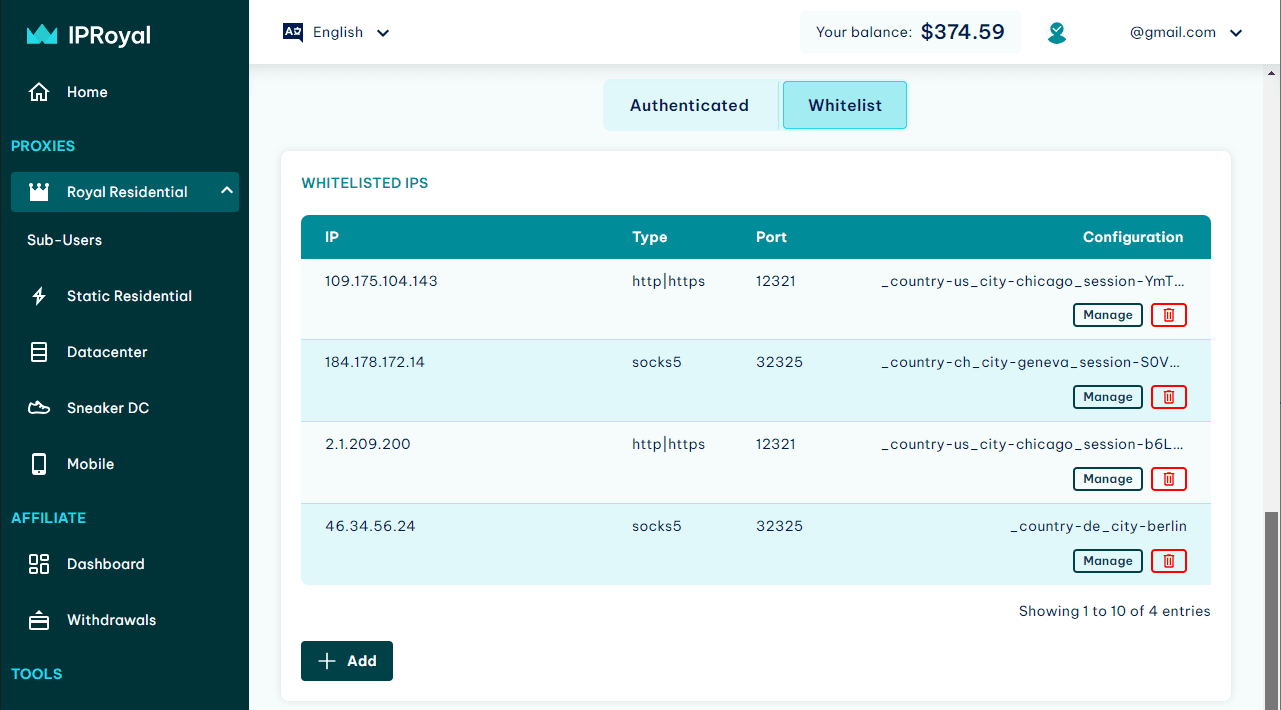 IPRoyal IP whitelist