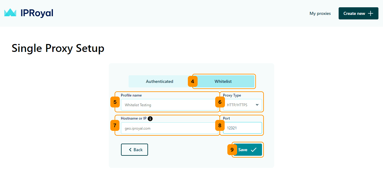 IPRoyal proxy management extension adding credentials