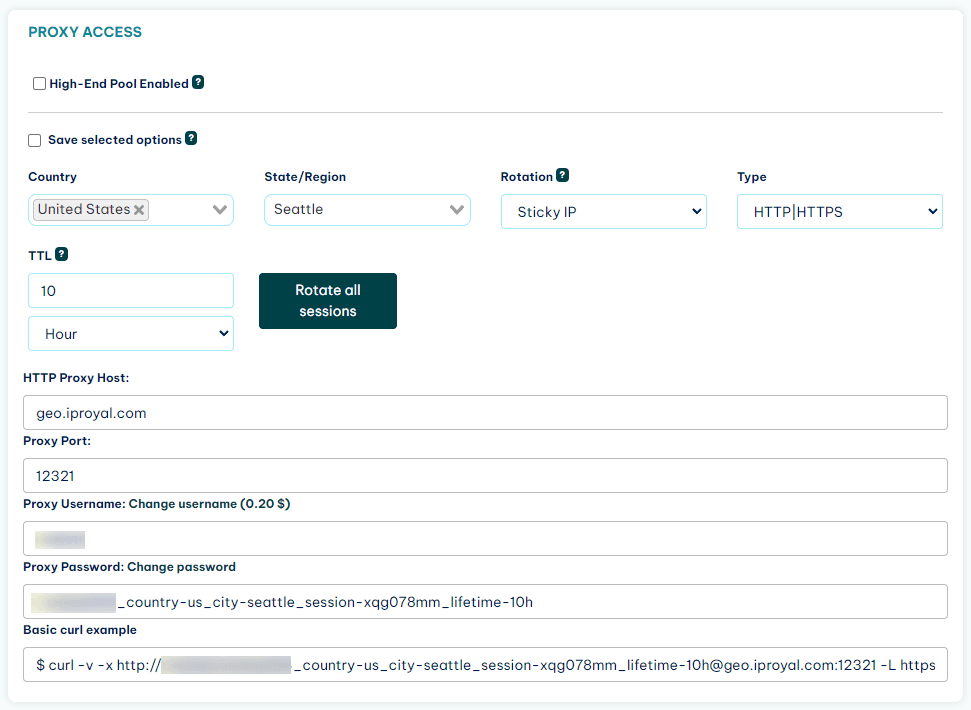 IPRoyal residential proxies configuration