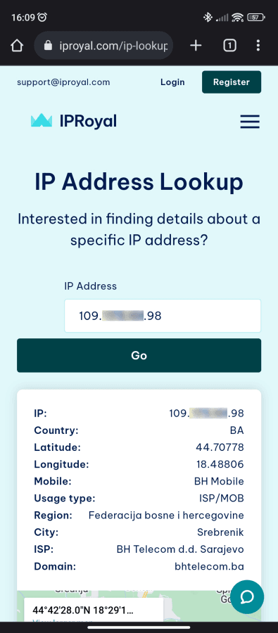 android proxy IP test