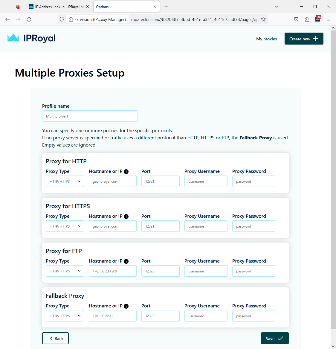 Proxy settings and fallback