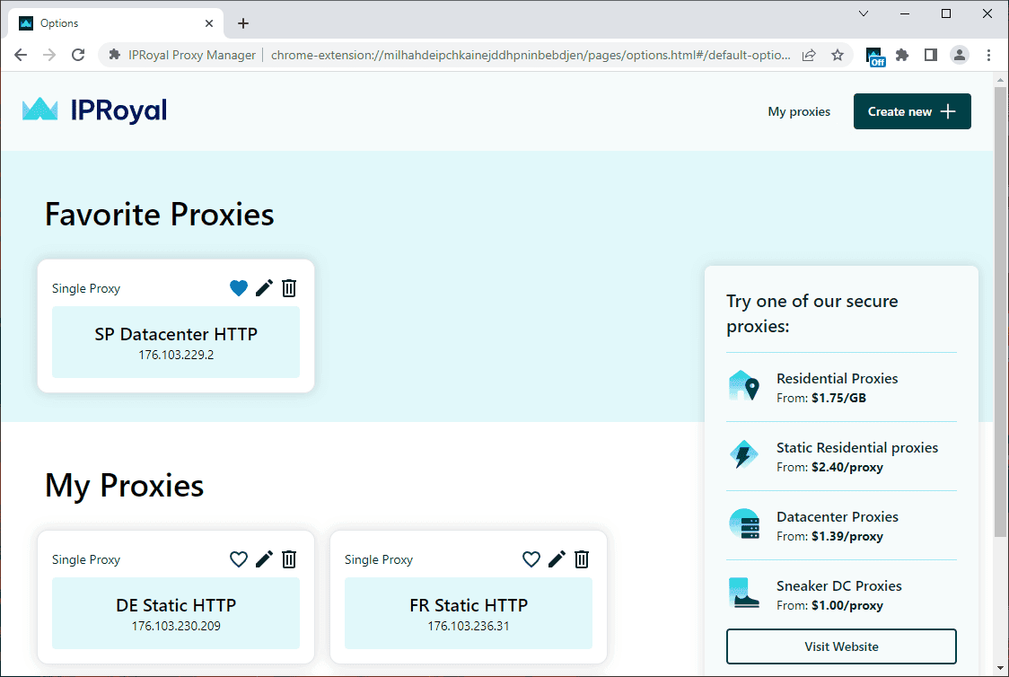 iproyal proxy manager screenshot