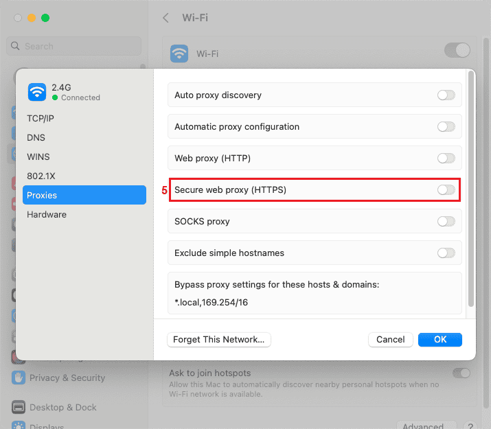 Proxy settings on macOS Ventura