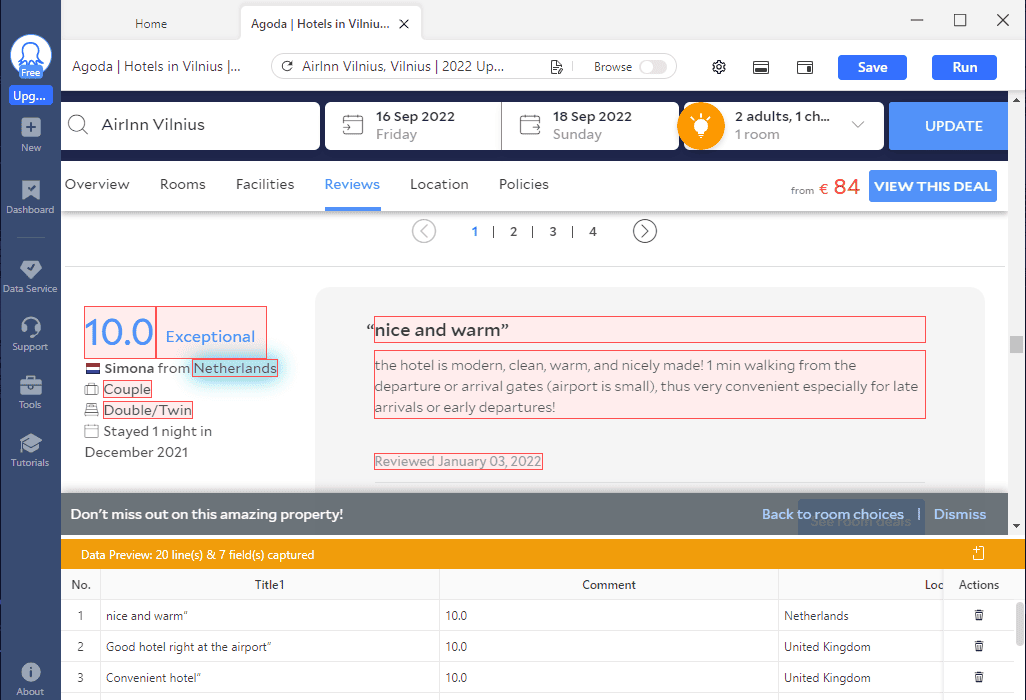 selecting elements for scraping in Octoparse