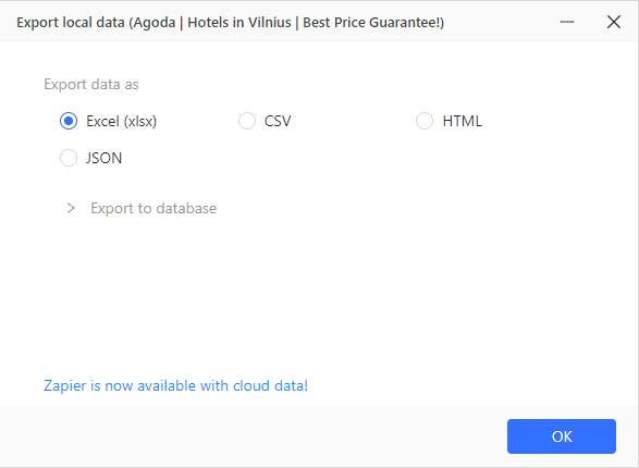 supported data formats in Octoparse