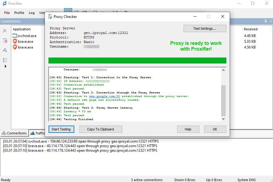 proxy testing in proxifier