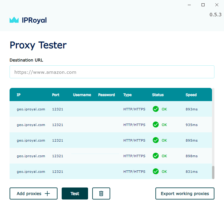 IPRoyal proxy tester