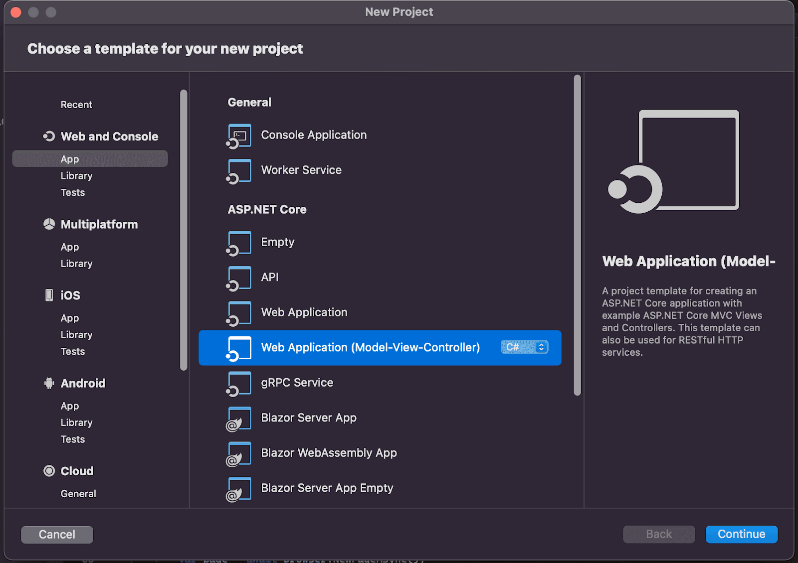 Create a new web application project in Visual Studio