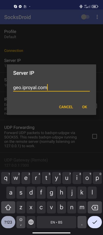 SocksDroid server IP