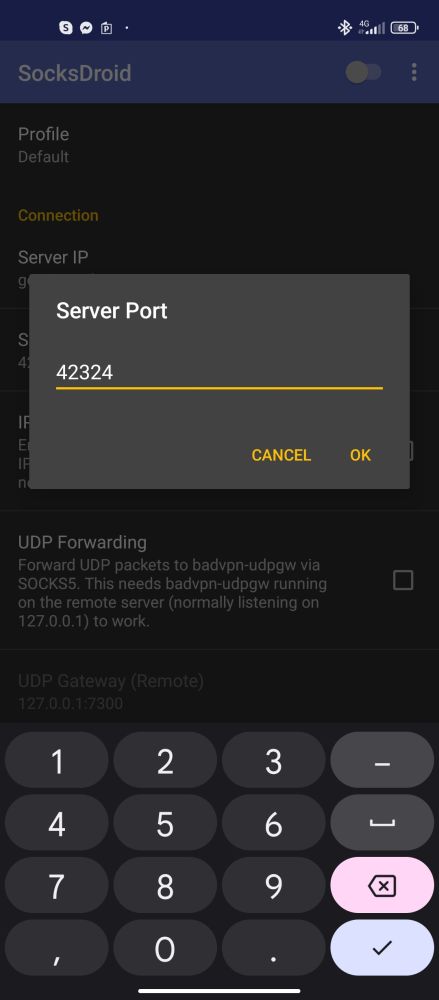 SocksDroid server port