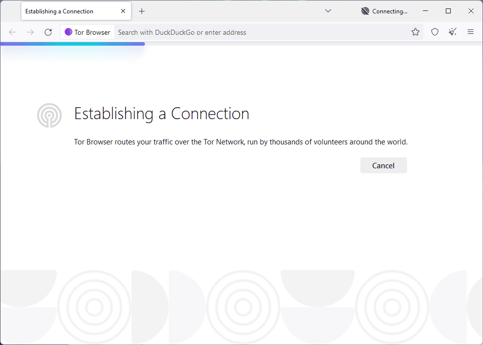 Tor browser establishing a connection